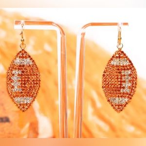 Rust/Gold Crystal Football Earrings